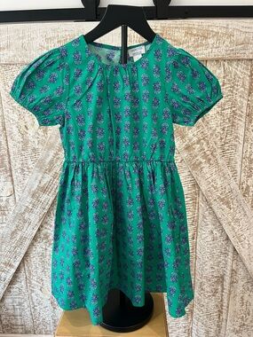 NEW! Crewcuts Girls' Green Floral Puff-Sleeve Dress size 7- new with tags!